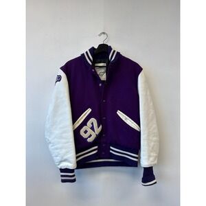 Vintage Washington Rams Jacket Medium Purple White Letterman Varsity DeLong 90s